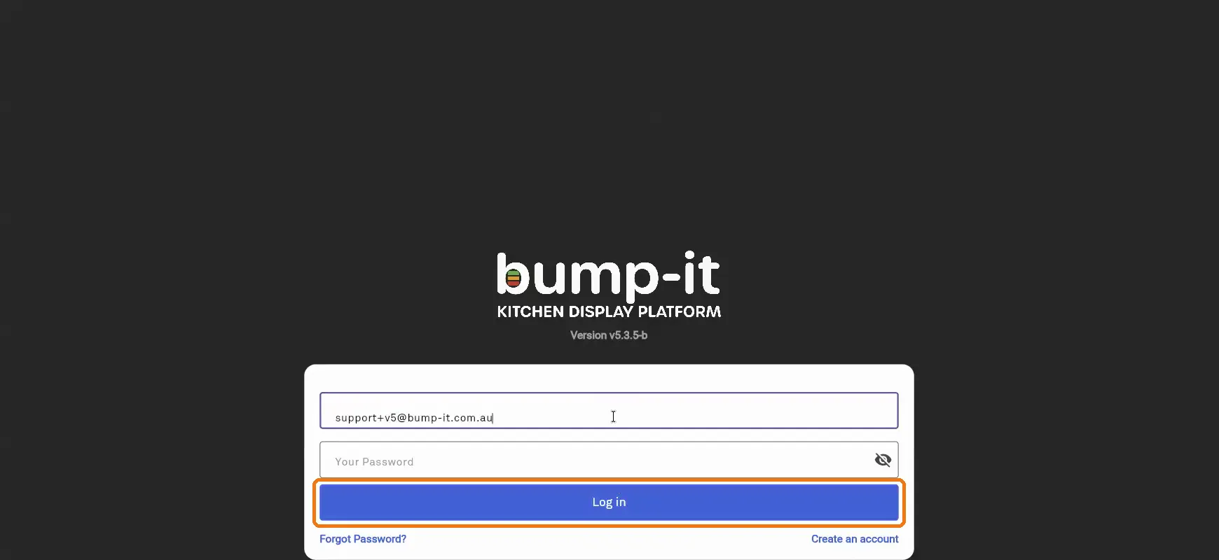 Logging in to Bump-it