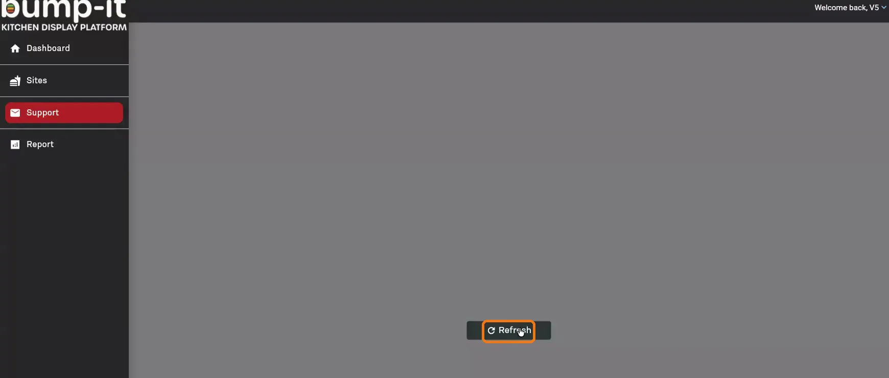 The greyed-out app screen with the Refresh button