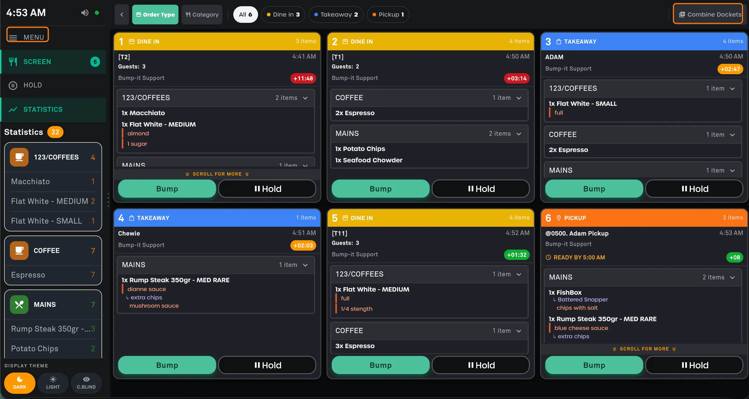 The Bump-it bump screen with six dockets