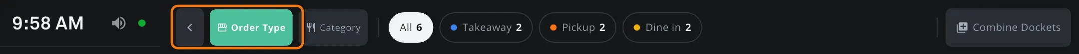 Close-up of the quick action bar